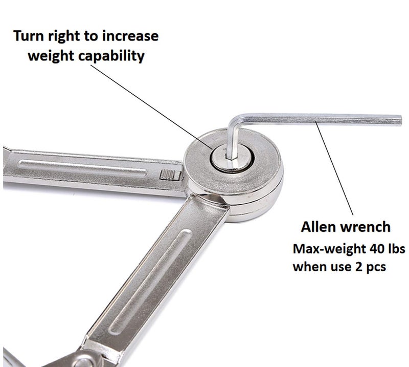 MOYODOR Lid Support Hinge in Satin Nickel MOYODOR Folding Lid Stay Hinge with Soft Close, Perfect for Toy Box/Drawer Window/Wardrobe/Cabinet Door,35Lb (Normal Style 1pair) - Image 3